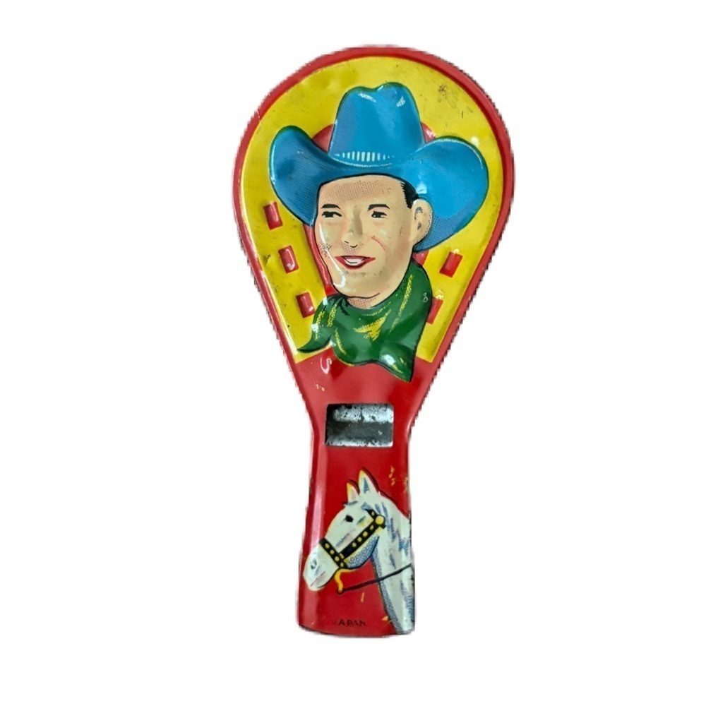 Vintage 1950's Lone Ranger and Silver - Tin Toy Whistle Made in Japan Cowboy